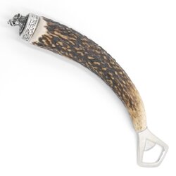 Bottle opener with deer antler handle and end cap decoration, wild boar mini boars head 13.7