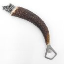 Apribottiglie con corna di cervo Manico in corno di cervo con cappuccio decorativo Testa di cinghiale Testa di cinghiale GL 22 cm 27.19.6.38