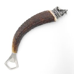 Apribottiglie con corna di cervo Manico in corno di cervo con cappuccio decorativo Testa di cinghiale Testa di cinghiale GL 22 cm 27.19.6.38