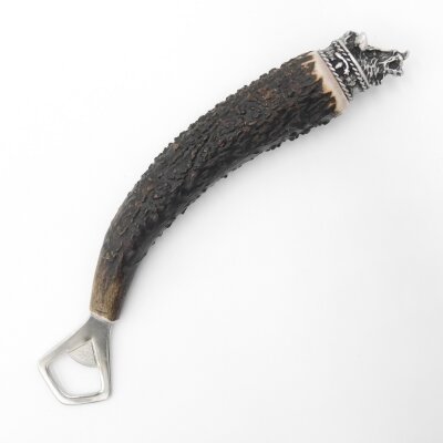 Apribottiglie con corna di cervo Manico in corno di cervo con cappuccio decorativo Testa di cinghiale Testa di cinghiale GL 23 cm 27.19.6.42
