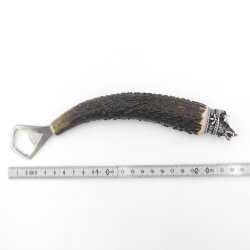 Apribottiglie con corna di cervo Manico in corno di cervo con cappuccio decorativo Testa di cinghiale Testa di cinghiale GL 23 cm 27.19.6.42