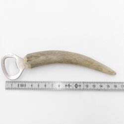 Flaschenöffner mit Hirschgeweih L 16 cm Rothirsch Hirsch Geweih Stange Griff 27.2.121