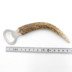 Flaschenöffner mit Hirschgeweih L 16 cm Rothirsch Hirsch Geweih Stange Griff 27.2.127