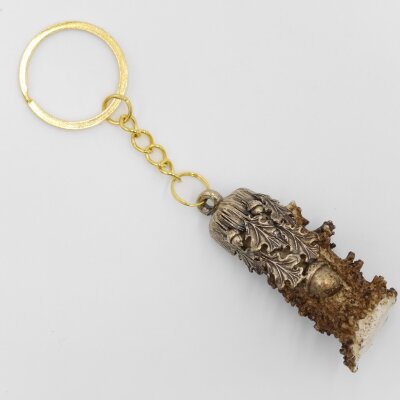 Key ring with roebuck antlers, rose, oak leaves, and acorns Pendant with roebuck Length: 12 cm 29.M5.13