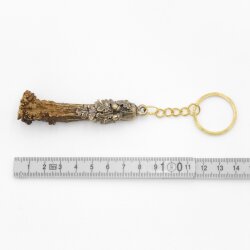 Schlüsselanhänger Rehbock Stange mit Rose Eichenlaub+Eicheln Fassung Anhänger Reh Länge 14 cm 29.M5.14