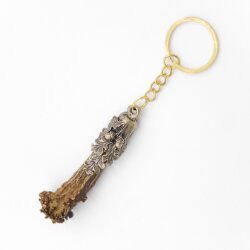 Schlüsselanhänger Rehbock Stange mit Rose Eichenlaub+Eicheln Fassung Anhänger Reh Länge 14 cm 29.M5.14