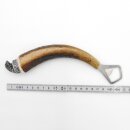 Flaschenöffner mit Hirsch Geweih Stange Hirschhorn Griff mit Endkappe Verzierung Wildschwein sitzend GL 21,5cm 27.19.3.29