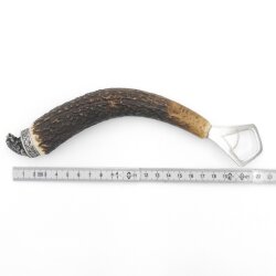 Bottle opener with deer antler handle and end cap decoration, wild boar sitting, GL 22 cm 27.19.3.31