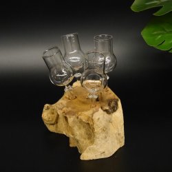 Schnapsanbieter 4 Gläser mit Stil auf Wurzel mit Steckgläser Schnaps Set Geschenk Neu #27.60.1.7
