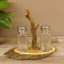 Set di saliere e pepiere su supporto in legno di acacia...