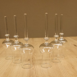 Schnapsanbieter 6 Gläser klein mit Stil auf Damhirschstange Ständer Steckglas Set Schnaps Geschenk Neu 27.60.3.9