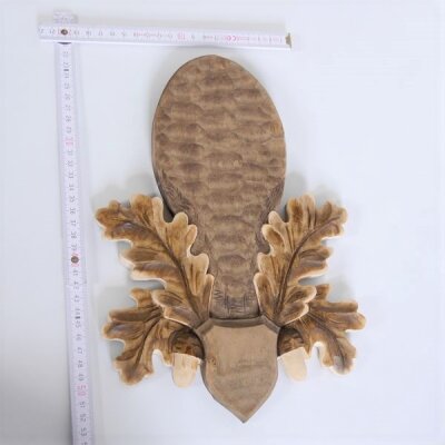 10 carved trophy plaques, roe deer, roebuck antlers (whole nose), tinted, GH 31 cm