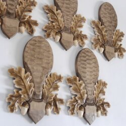 10 carved trophy plaques, roe deer, roebuck antlers (whole nose), tinted, GH 31 cm