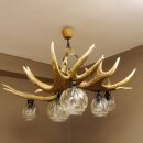 Geweihlampe aus 3 Elchschaufeln 6 flammig und Hirschrosen H 75 cm Jagdmotiv Lampe Geweih Leuchte