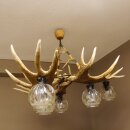 Geweihlampe aus 3 Elchschaufeln 6 flammig und Hirschrosen H 75 cm Jagdmotiv Lampe Geweih Leuchte