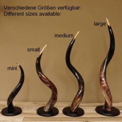 1 Stück Kudu Aussenhorn glanzpoliert Mini auf Ständersockel H 38 cm 80.20.5.3