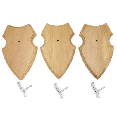 3 stuks wapenschild AF 19 x 12 cm ree schild trofee schild met 1 kaakvak in licht eikenhoornklem