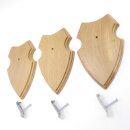 3 stuks wapenschild AF 19 x 12 cm ree schild trofee schild met 1 kaakvak in licht eikenhoornklem
