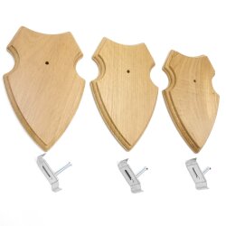 3 stuks wapenschild AF 19 x 12 cm ree schild trofee schild met 1 kaakvak in licht eikenhoornklem