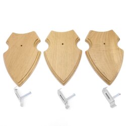 3 stuks wapenschild AF 19 x 12 cm ree schild trofee schild met 1 kaakvak in licht eikenhoornklem