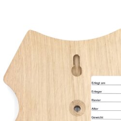 3 stuks wapenschild AF 19 x 12 cm ree schild trofee schild met 1 kaakvak in licht eikenhoornklem