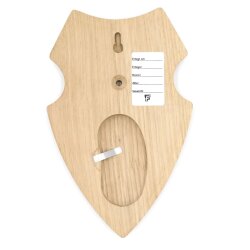 5 Stück Wappenschild AF 19 x12 cm Reh Schild Trophäenschild mit 1 Kieferfach in Eiche hell 5x Gehörnklammern