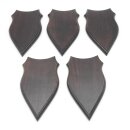 5 stuks wapenschilden AF 20 x 10 cm Ree Schild Trofeeën in donker eikenhout Nieuw
