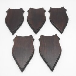 5 stuks wapenschilden AF 20 x 10 cm Ree Schild Trofeeën in donker eikenhout Nieuw