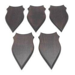 5 stuks wapenschilden AF 20 x 10 cm Ree Schild Trofeeën in donker eikenhout Nieuw