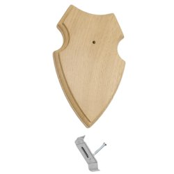 1 pezzo scudo araldico AF 19 x 12 cm Scudo con capriolo Scudo trofeo in quercia con 1 x gancio per corna chiaro Nuovo
