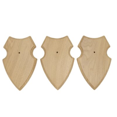 3 stuks wapenschilden AF 19 x 12 cm Ree Schild Trofeeën in licht eikenhout Nieuw