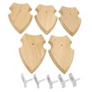 5 scudi araldici AF 19 x 12 cm Scudo con capriolo Scudi trofeo in quercia con 5 ganci per corna chiari Nuovi