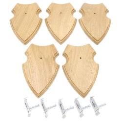 5 scudi araldici AF 19 x 12 cm Scudo con capriolo Scudi trofeo in quercia con 5 ganci per corna chiari Nuovi