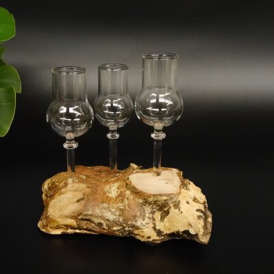 Schnapsanbieter kleine 3 Gläser mit Stiel auf Wurzel Steckglas Set Schnaps Geschenk Neu 27.60.1.55