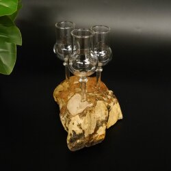 Schnapsanbieter kleine 3 Gläser mit Stiel auf Wurzel Steckglas Set Schnaps Geschenk Neu 27.60.1.55