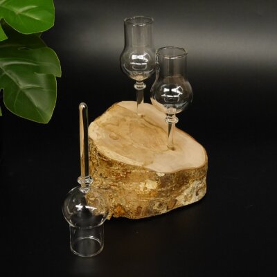 Schnapsanbieter kleine 3 Gläser mit Stiel auf Wurzel Steckglas Set Schnaps Geschenk Neu 27.60.1.56