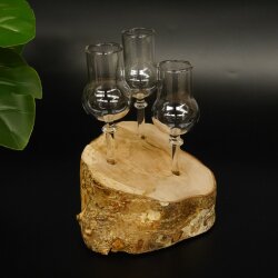 Schnapsanbieter kleine 3 Gläser mit Stiel auf Wurzel Steckglas Set Schnaps Geschenk Neu 27.60.1.56