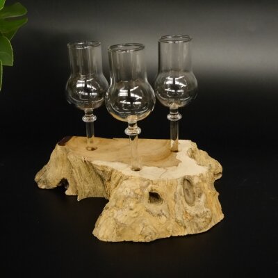 Schnapsanbieter kleine 3 Gläser mit Stiel auf Wurzel Steckglas Set Schnaps Geschenk Neu 27.60.1.57
