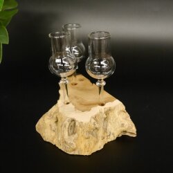 Schnapsanbieter kleine 3 Gläser mit Stiel auf Wurzel Steckglas Set Schnaps Geschenk Neu 27.60.1.57