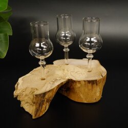 Schnapsanbieter kleine 3 Gläser mit Stiel auf Wurzel Steckglas Set Schnaps Geschenk Neu 27.60.1.60