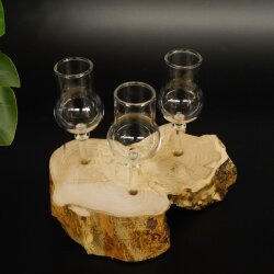 Schnapsanbieter kleine 3 Gläser mit Stiel auf Wurzel Steckglas Set Schnaps Geschenk Neu 27.60.1.60
