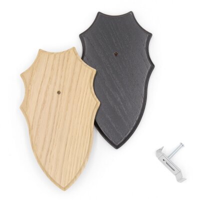 Trophäenschild mit Kieferfach AF 19x10 cm Reh Schild wahlweise Eiche hell oder dunkel