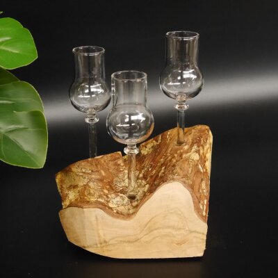 Schnapsanbieter kleine 3 Gläser mit Stiel auf Wurzel Steckglas Set Schnaps Geschenk Neu 27.60.1.74