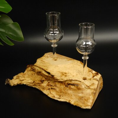 Schnapsanbieter kleine 2 Gläser mit Stiel auf Wurzel Steckglas Set Schnaps Geschenk Neu 27.60.1.77