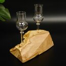 Schnapsanbieter kleine 2 Gläser mit Stiel auf Wurzel Steckglas Set Schnaps Geschenk Neu 27.60.1.77