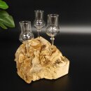 Set de 3 petits verres à pied sur socle en racine, cadeau schnaps, neuf 27.60.1.78