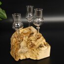 Set de 3 petits verres à pied sur socle en racine, cadeau schnaps, neuf 27.60.1.78