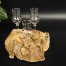 Set de 3 petits verres à pied sur socle en racine, cadeau schnaps, neuf 27.60.1.78