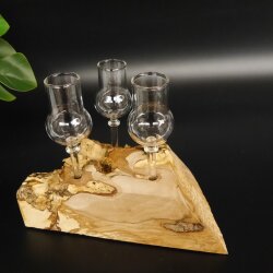 Set de 3 petits verres à pied sur socle en racine, cadeau schnaps, neuf 27.60.1.78