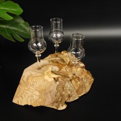 Set de 3 petits verres à pied sur socle en racine, cadeau schnaps, neuf 27.60.1.78